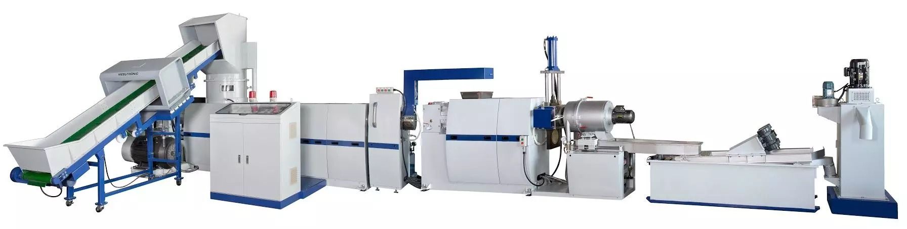 3-in-1 Shredder Intergrated Two-Stage Plastic Recycling Machine incorporates the crusher, the extruder and the pelletizer, suitable for recycling soft plastics.